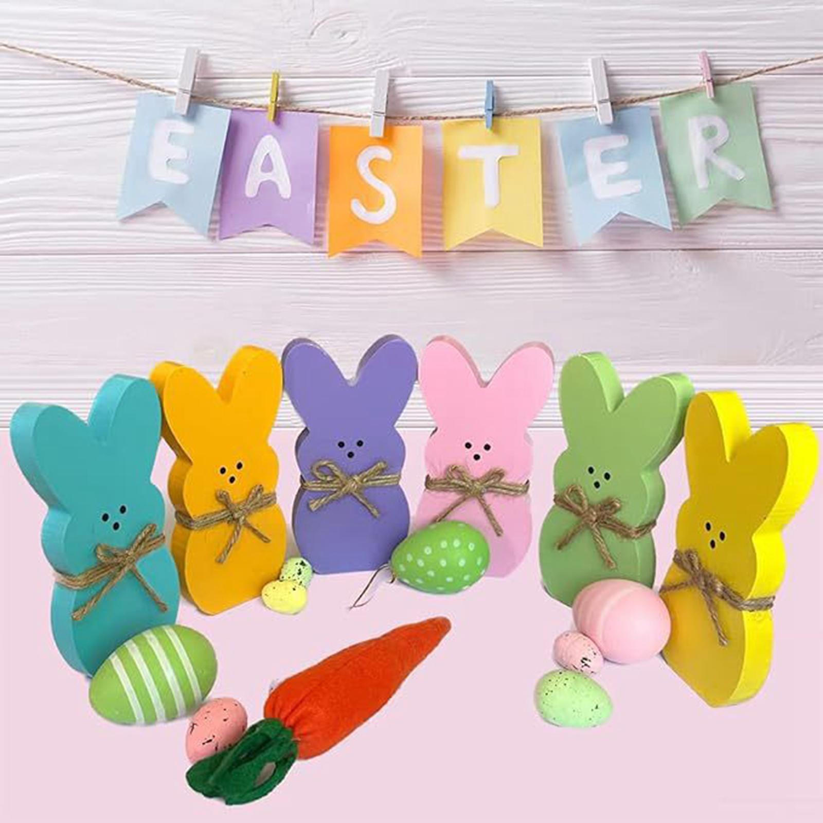 

6pcs Tray Decoration Set Easter Decoration Dining Table Decoration Wooden Crafts Decoration One Size білий