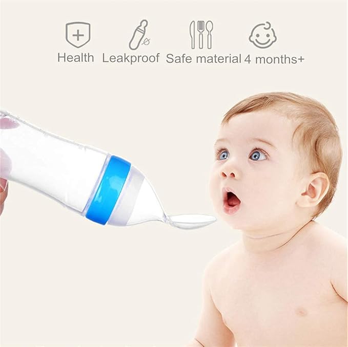 Pack of 2 Baby Spoon Bottle – Soft Silicone Feeding Bottle with Spoon for Easy Feeding