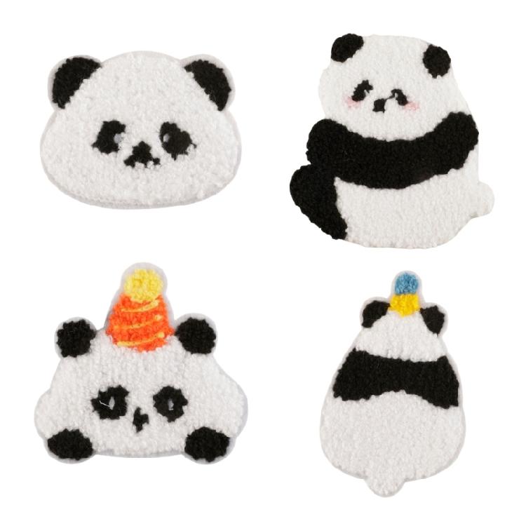 

4Pieces Panda Theme Fabric Patches Stickers Iron On Applique Great For Hat Backpack Kids Craft Project Accessories 1