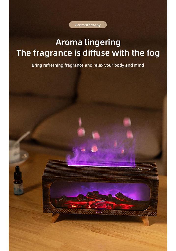 USB Simulated Fireplace Flame Humidifier & Night Light for Home & Bedroom