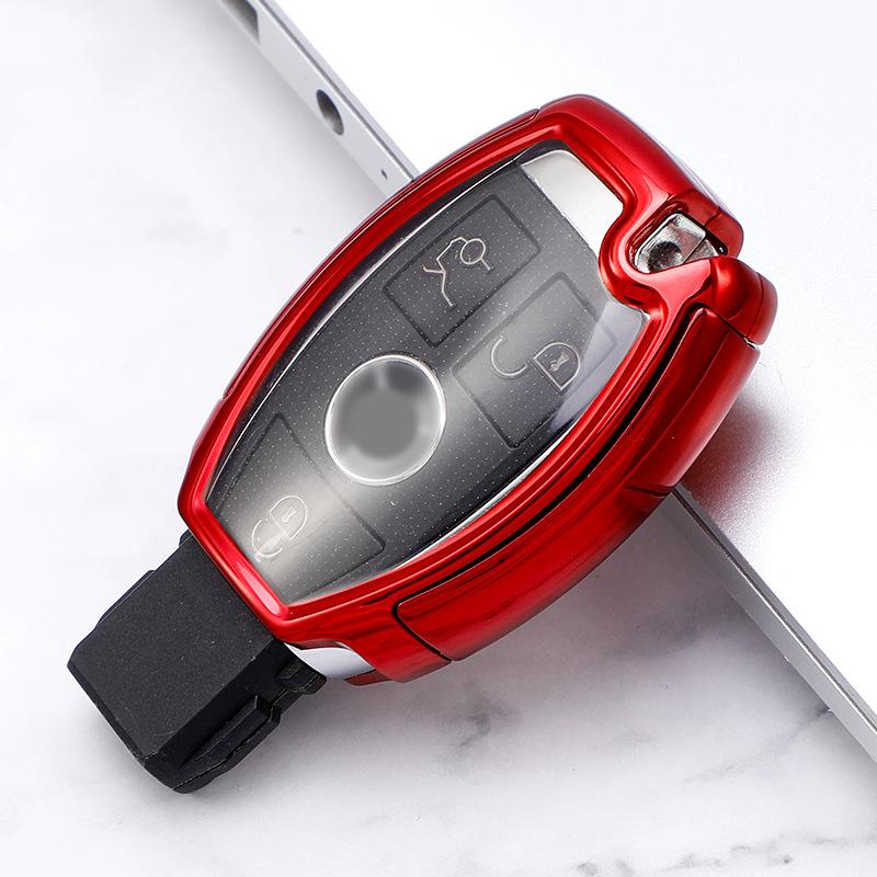 Good Quality TPU+PC Car Key Case Cover Key Holder Chain Ring For Mercedes Benz W203 W210 W211 W124 W202 W204 AMG