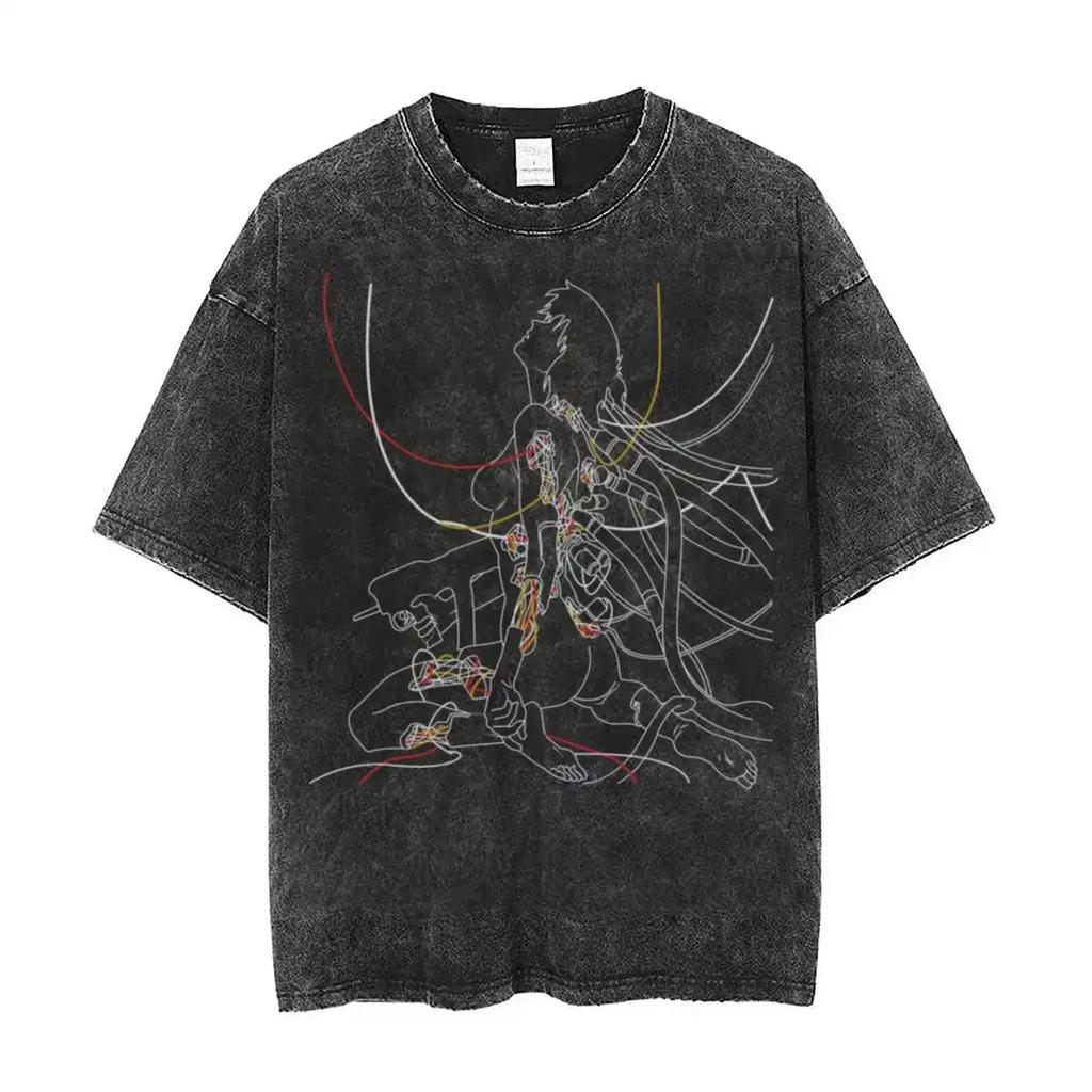 Ghost In The Shell Vintage Tee Ghost In The Shell Merch Anime Washed Vintage Loose Unisex High Quality Hot Product Oversized