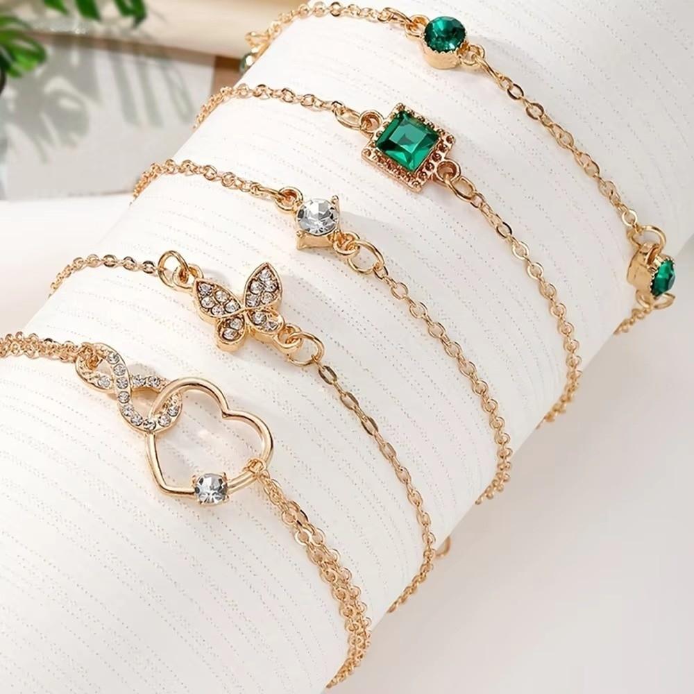 Butterfly Design Bracelet Set Vintage-Inspired Crystal Bracelets Geometric Bracelets Jewelry Gifts
