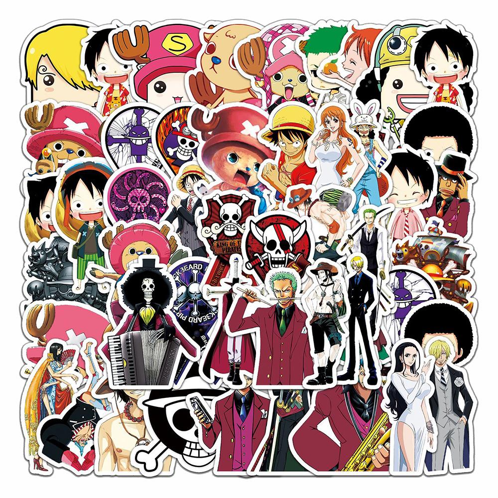 50/100pcs ONE PIECE Anime Stickers Cool Cartoon Decals Kid Toy DIY Stationery Suitcase Car Bike Waterproof Classic Manga Sticker