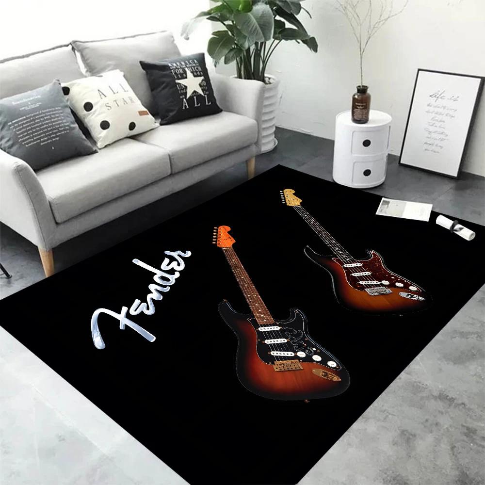 Classical Guitar Electric Guitar Bass Area Rug,Carpet Rug for Living Room Bedroom Sofa Doormat Decor,Kid Game Non-slip Floor Mat
