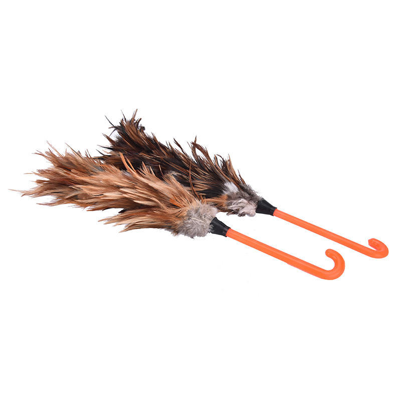 Feather Fur Brush Duster Dust Cleaning Tool Plastic Hooked Handle 45Cm