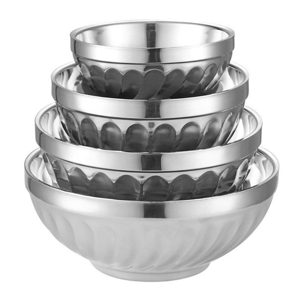 Double-layer Stainless Steel Bowl Fell -resistant Canteen Bowl Tableware Soup Bowl  Kindergarten