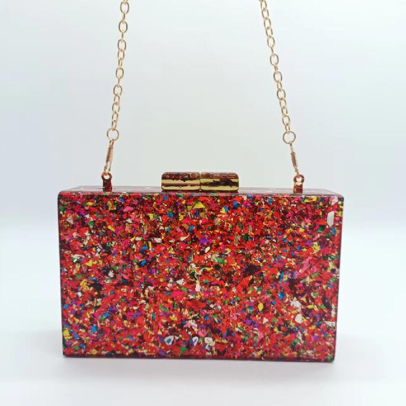 Clutch Evening Party Shoulder Fashion Handbag Crossbody Bag Acrylic Colorful Sequins Women Master Quality Luxury Bags Designers