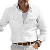 Men's Casual Cotton Linen Shirts for Men Hawaiian Shirts Breathable Solid Color Basic Style Men Clothing