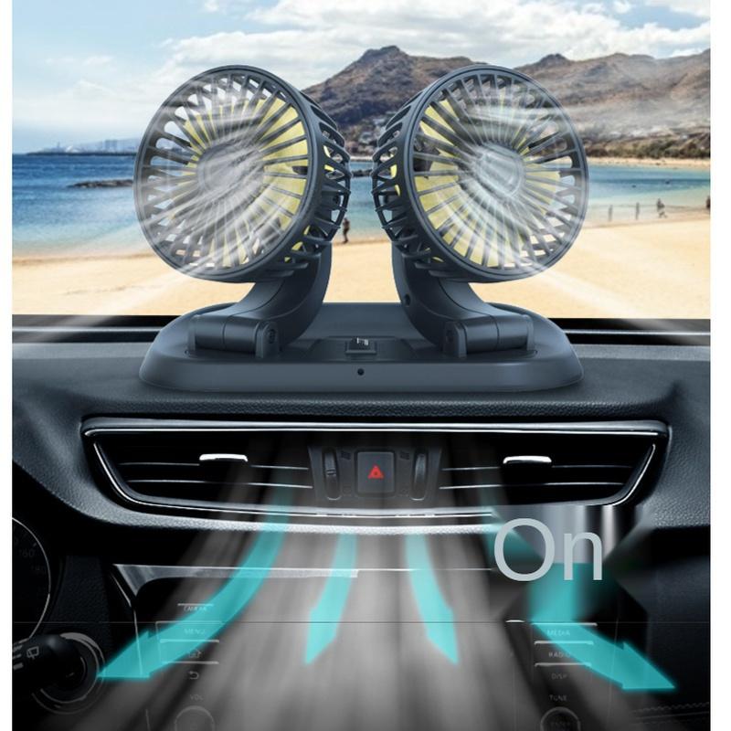 5V/12V/ Chladicí ventilátor do auta Ventilátor do auta Dvojitá hlava USB Ventilátor do auta 2 Rychlosti Nastavitelný pro Auto Chladič Vzduchový ventilátor Příslušenství do auta Ventilátor