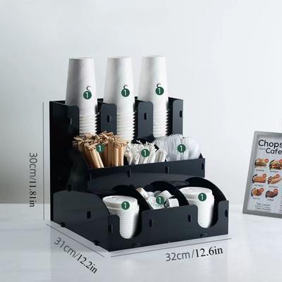 Black Acrylic Coffee Shop Packaging Cup Holder Milk Tea Cu P Placement Rack Bar Cu P Cover Disposable Paper Cu P Storage Rack