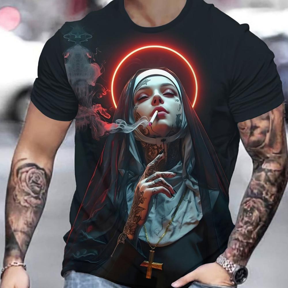Circle Saint T-shirt Gothic Cool Personalized Casual Top