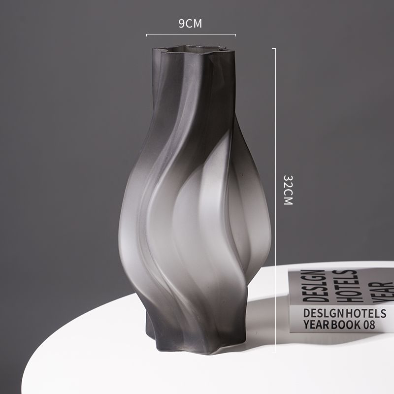 Nordic creative tornado shaped frosted high-end vase glass flower arrangement living room dining table art decoration ins