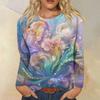 Women's Fashion Casual Long Sleeve  Print Round Neck Top