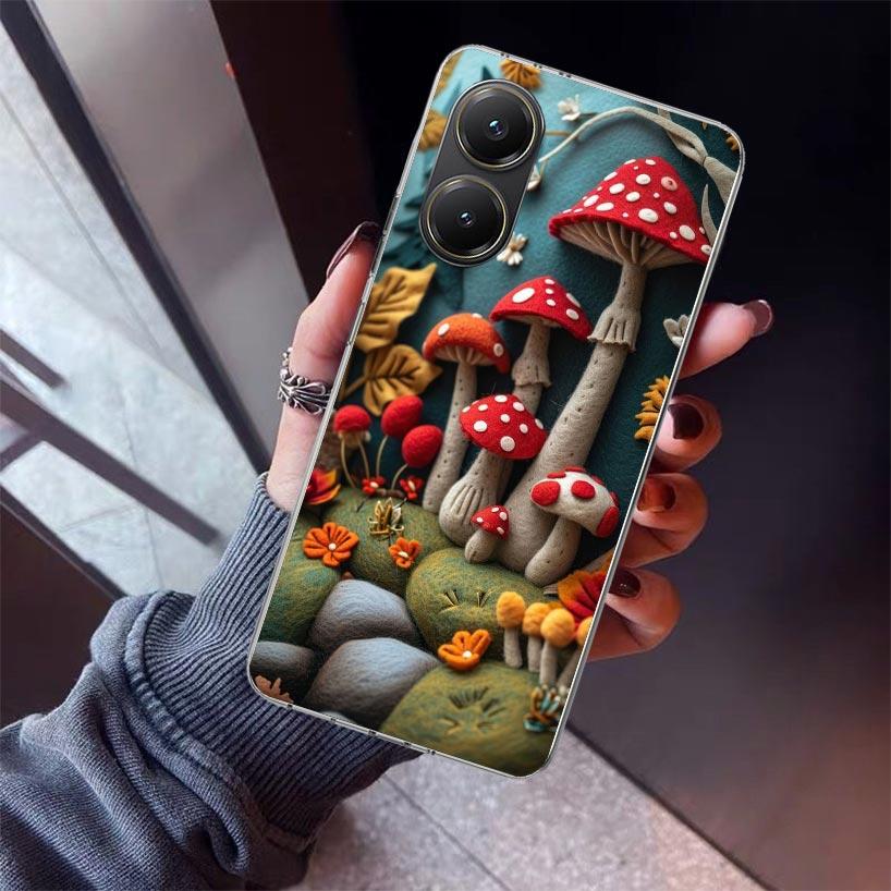 Colorful Mushroom Phone Case For Xiaomi Poco X7 X6 X5 Pro F7 Ultra Redmi 15C 15 13 13C 12 12C 10 10A 10C 9 9A 9C 9T Shell Poco X