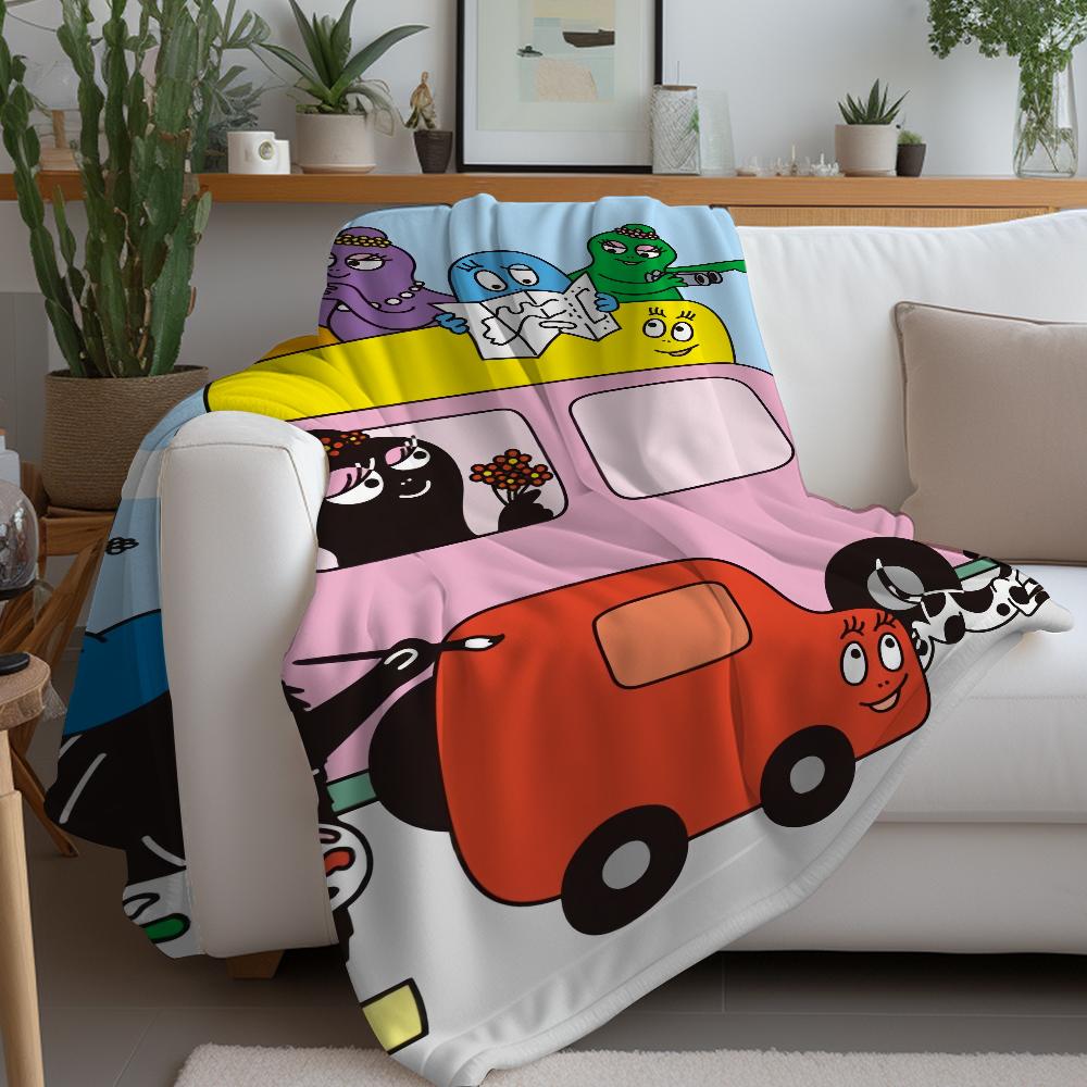 Cartoon Barbapapa Cute Blanket Warm Soft Suitable For Bedroom Sofa Bed Living Room Office Travel Camping Gifts