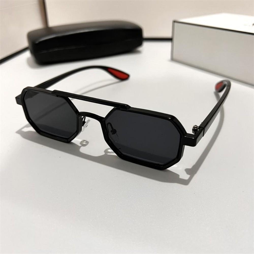 Gradient Unisex Polarized Sunglasses Indian Style Anti-UV Glasses Double-bar Square Sunnies  Party