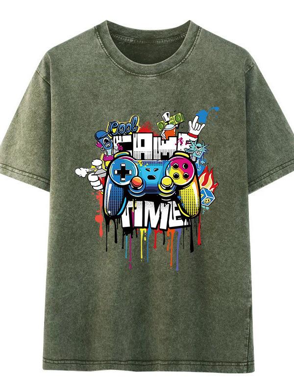 Women s Washed Distressed Retro Cotton Half-Sleeve T-Shirt - Summer Trend L темно-зеленого