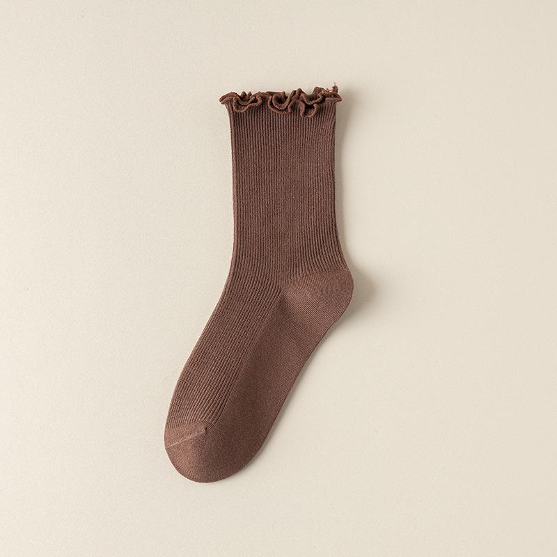 

«Милые женские носки из японского кружева из хлопка»: Весна/Осень, тонкий стиль, JK College Look One size темный кофе