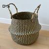 Dayuansheng Folding Straw Wicker Storage Basket Handle Garden Flower Pot Planter Laundry Bag