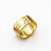 925 Sterling Silver Hammered Ring with Yellow Gold Finish | Minimalist Wide Band Statement Ring for Men Women