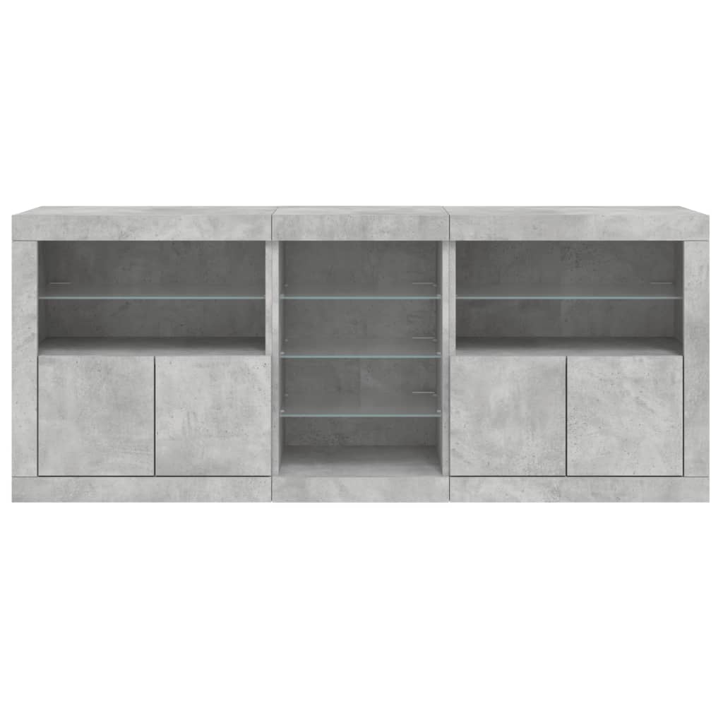 Sideboard with LED Lights Concrete Grey 162 x 37 x 67 cm