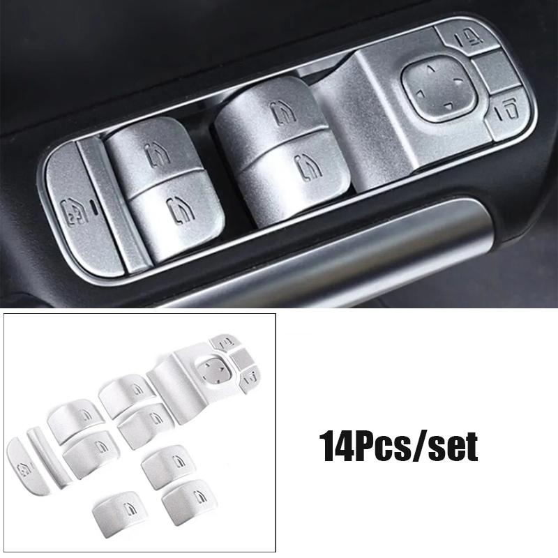 

2025 Hot Racing Grills Aluminum Alloy Car Window Glass Lift Button Trim Sticker Fit For Mercedes Benz A B GLB CLA GLA Class W177