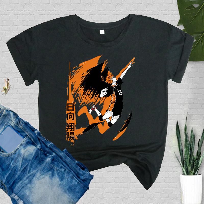 

Хината Сёё Хайкюу Аниме Футболки для женщин Оверсайз Футболки Красуно Средняя школа Хайкюу Хината Манга Женская футболка