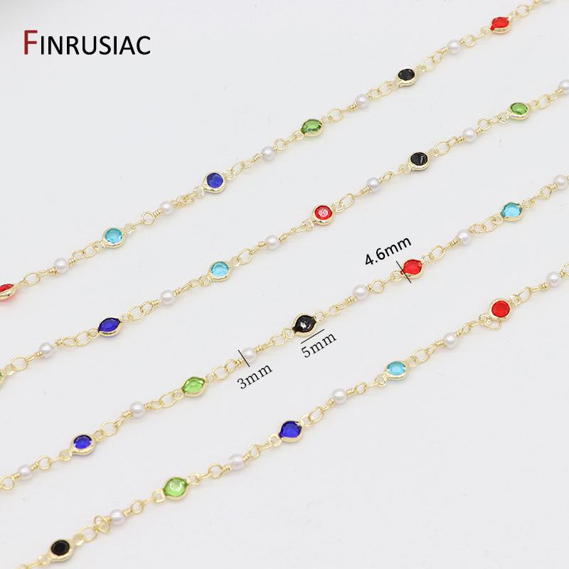 

Новая Мода 14K Позолоченная Латунь Цветные Хрустальные Бусины Цепочки Для Изготовления Ожерелий Браслетов DIY Принадлежности для Изготовления Украшений Length 0.5 meter