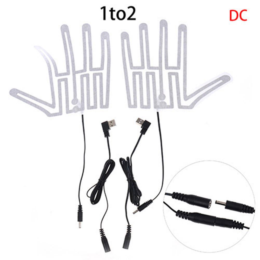 1 Pair Five-Finger Thermal Gloves Heating Pad Carbon Fiber 5V Electric Insulation Heating Film for Outdoor Skiing