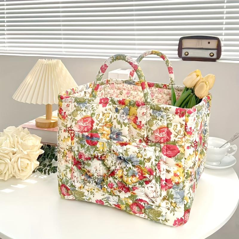 High Quality1pc Korean Style Contemporary Fabric Storage Basket, Portable Underwear Sundries Organizer, Printed Home Decor for Kitchen Bathroom