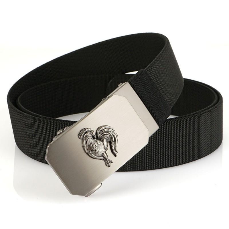 

TUSHI Zodiac Belt Men s Automatic Buckle Elastic Leather Business Casual All-matching Youth Military green 120