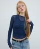 Yusentig Layered Slim Shirred T-Shirt Blue Aw5Se23022
