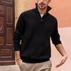 Men Long Sleeve Zipper Stand Collar Striped Thick Casual Polo Shirt