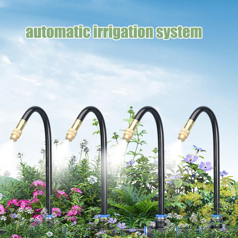 Tropfbewässerungssystem Tragbar 5m Automatische Bewässerung Einstellbare Tropfer Vernebelungs-Bewässerungskits Gartenschlauch 360 Grad Gebogen