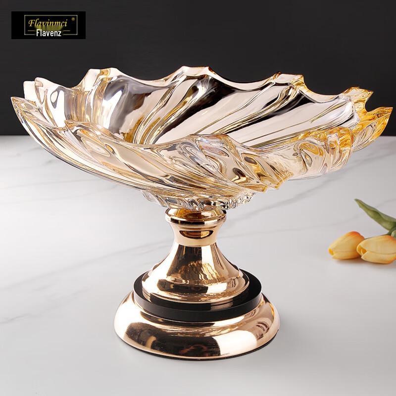 Flavinmci European Modern Pedestal Crystal Glass Fruit Bowl