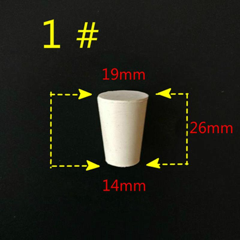 1/5/10pcs White Laboratory Wine Bottle Rubber Plug Pipe Push-in Sealing Plug Tapered Hole 23 Assorted Size 000#-20# Assortment