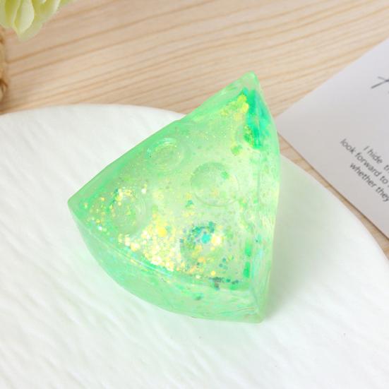 Cheese Sugar Ball Squeeze Toy Transparent Glitter Cheese Stress Relief Fidget Toy Hand Relaxation Triangle Cheese