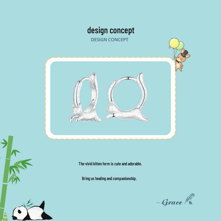 925 Sterling Silver Lively Cat Earrings: Versatile Platinum-Plated Kitten Jewelry for Women