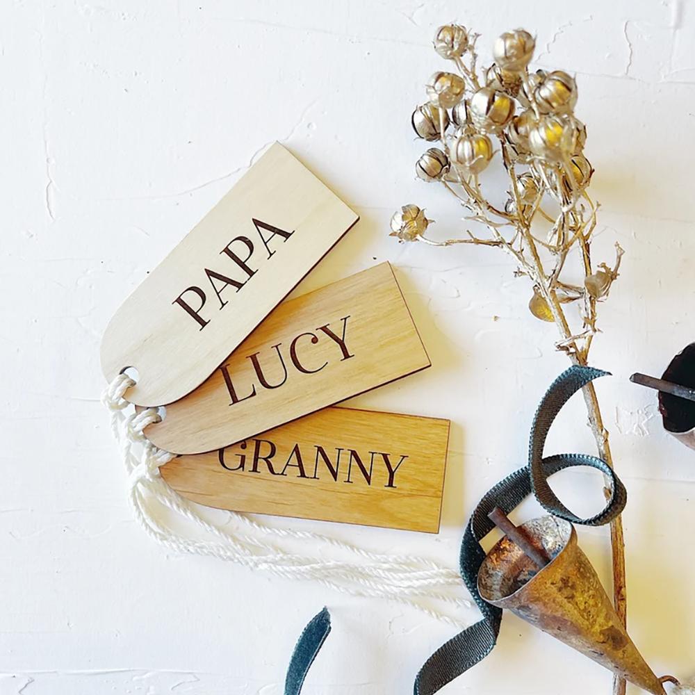 Personalized 4Pcs Modern Christmas Stocking Name Tag Labels Name Tags for Stocking Farmhouse Xmas Fireplace Tree Decor Present