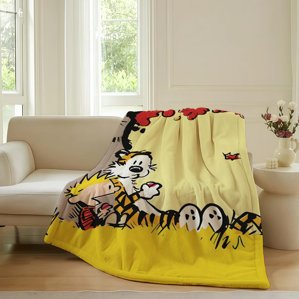 Cartoon niedliche C-Calvin und H-Hobbes Decke für Sofa Büro Bett Flugzeug Reise Schlafen Lesen Entspannen Camping Weich und Warm