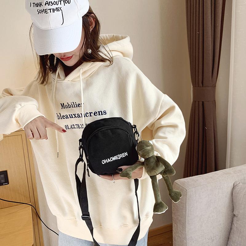 Japanese Style Canvas Shoulder Bag for Women Mini Crossbody Purse Simple Street Style Handbag KTB