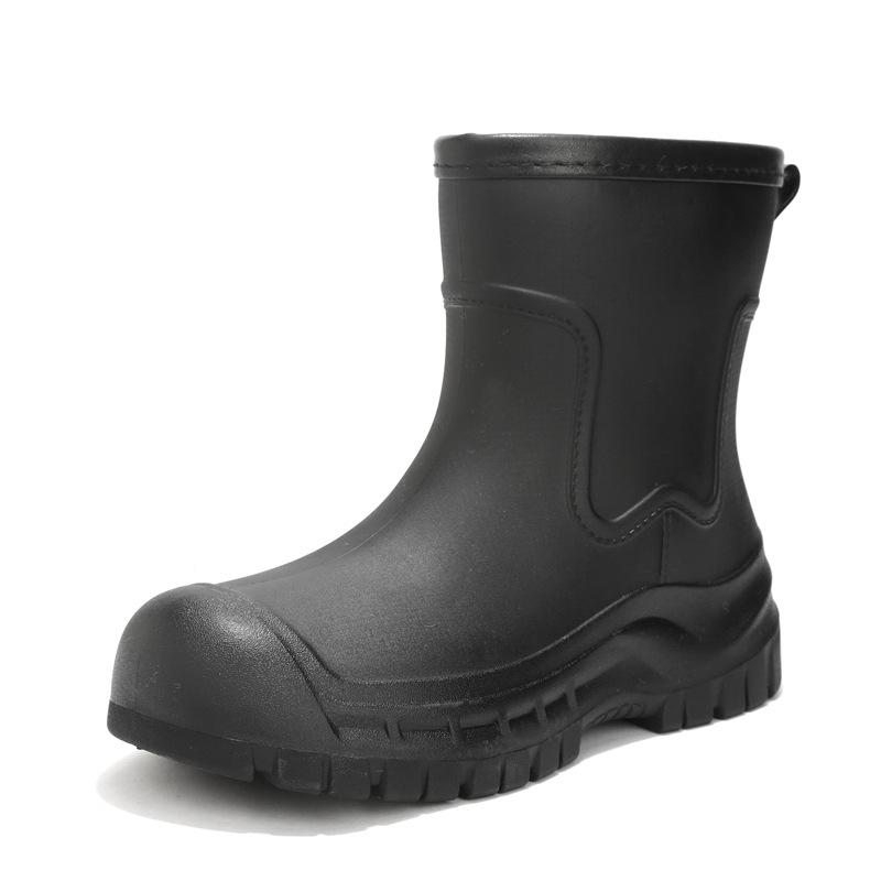 Bundle rain shoes medium tube women's fashion rain boots outdoor waterproof shoes piled thickened short tube adult water boots women