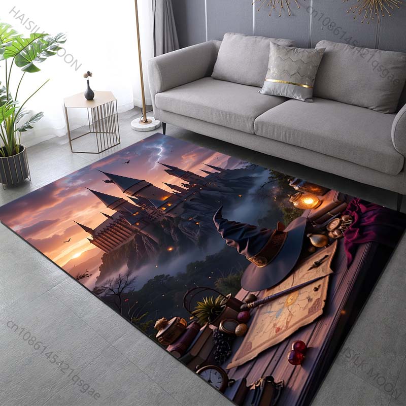1PC Magic Castle Magic Hat Print Carpet for Living Room Bedroom Bathroom Mat Creative Doormat Sofa Table Home Decor Area Rug