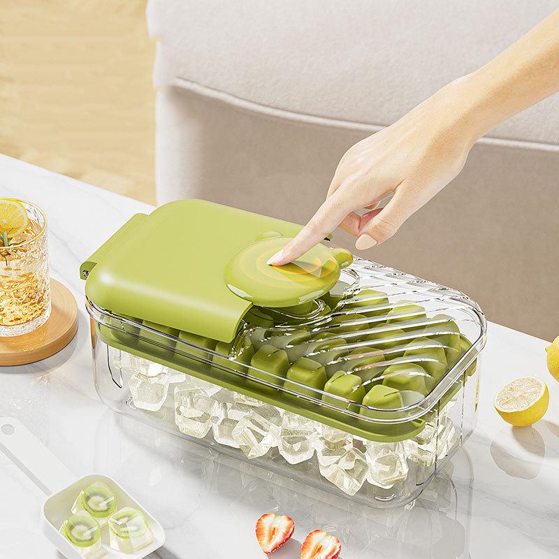 32/64 Grids Press Type Ice Cube Tray With Lid And Storage Box Ice Cube Maker Mold For Home Use Reusable Ice Cube Mold For Cockta