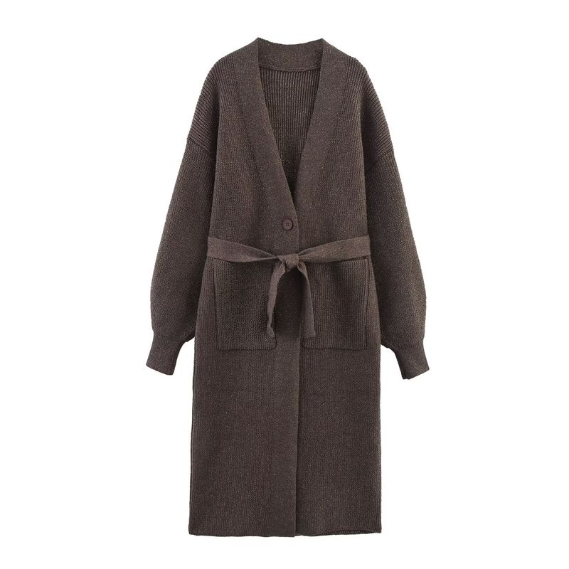 Araltay Autumn New Women's Clothing Fashion Style Fashion All-Match Casual Style Gold Thread Belt Knitting Overcoat