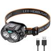 Dual Lamp Core nductionPowerful LED Headlight  90° Adjustment USB Charging Portable Emergency High Brightness Head Flashlight Motion Sensor