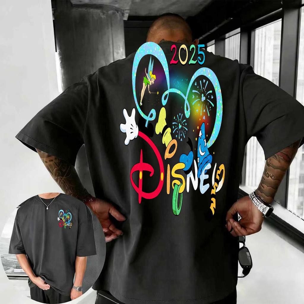 202526 Summer Disney Mickey Mouse and Donald Duck Cartoon Pattern 100 Cotton Printed Tshirt Fashion Casual Mens Clothing