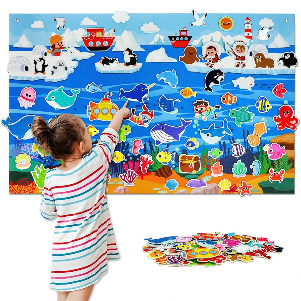 Felt Story Board Set Farm & Ocean Animals Montessori Interactive Teaching Kit