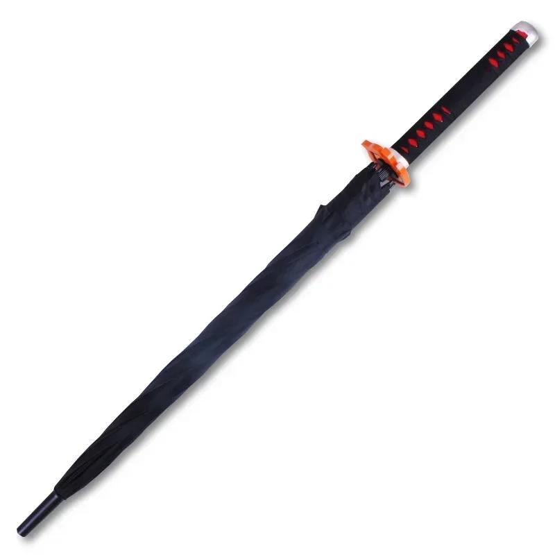 8 Bones Anime Umbrella with Long Handle Windproof Samurai Sword Japanese Ninja-like Sun Rain Straight Beach Umbrella for Gifts